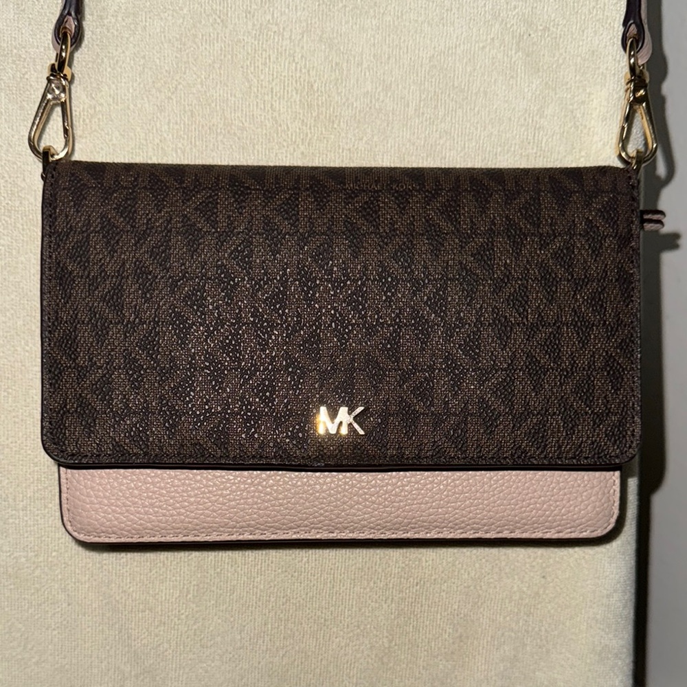Michael Kors Brown and Pink Crossbody Bag